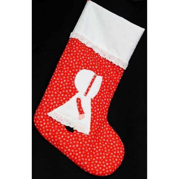 Handmade Other - Handmade Vintage 70s 80s Christmas Stocking Girl Red White Prairie Cottage Core